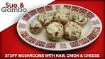 Ham Stuffed Mushrooms with onion and cheese