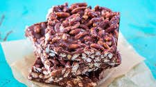 Healthy Peanut Butter and Chocolate Rice Bubble Slice