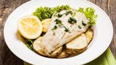 Herb-Crusted White Fish with Garlic Potatoes