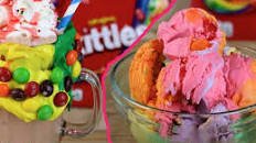 Homemade Skittles Ice Cream & Milkshake