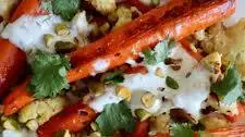Honey Roasted Veggies with Yogurt Sauce