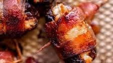 Hot Honey Bacon Wrapped Goat Cheese Stuffed Dates