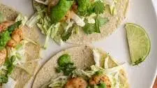 Hot Honey Shrimp Tacos with Cilantro Yogurt sauce