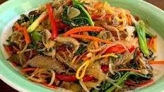 Japchae (Sweet potato starch noodles stir fried with vegetables)