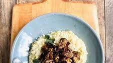 Jerusalem artichoke risotto with mushrooms, sage & walnuts