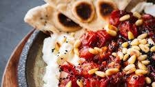 Labneh Dip With Harissa-Spiced Cherry Tomato Sauce