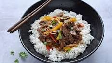 Lamb Stir-Fry with Peppers and Rice