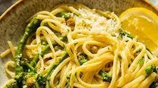 Lemon Garlic Pasta with Broccoli and Asparagus