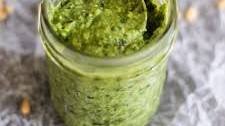 Lightened-Up Creamy Avocado Basil Pesto (no oil added)