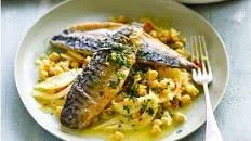 Mackerel with citrus chickpeas