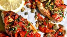 Mediterranean Fish with Tomato and Olive Tapenade