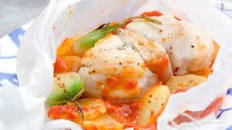 Monkfish with peppers and tomato