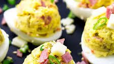 Muffuletta Deviled Eggs