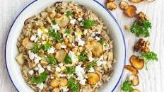 Mushroom Risotto with Jerusalem Artichoke and Feta