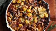 One pan beef stroganoff gnocchi bake