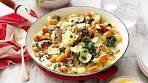 One-pan Creamy Mushroom, Zucchini & Spinach Gnocchi