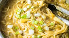 One Pot Spicy Garlic Almond Butter Noodles