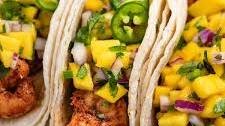 Pan Fried Spicy Shrimp Tacos with Mango Salsa