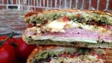 Parmesan Pesto Grilled Tomato, Ham & Cheese Sandwich