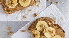 Peanut Butter Banana Toast with Granola and Honey