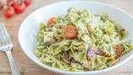 PESTO PASTA SALAD RECIPE WITH BACON, MOZZARELLA ...