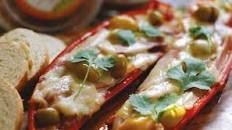 Pisto Stuffed Peppers with Ham, Cheese and Green Olives