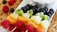 Rainbow Fruit Skewers with Vanilla-Honey Yogurt Dip