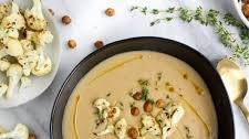 Roasted cauliflower and chickpea soup
