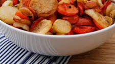 Roasted Daikon Radish, Carrots and Peppers