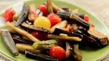 Roasted Okra, Eggplant and Cherry Tomatoes