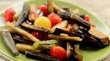 Roasted Okra, Eggplant and Cherry Tomatoes