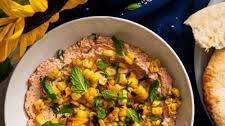 Roasted Red Pepper Labneh with Charred Corn