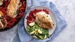 Roasted Red Pepper Spinach Mozzarella Stuffed Chicken