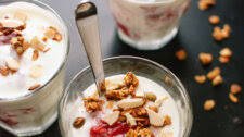 Roasted Strawberry Rhubarb and Yogurt Parfaits