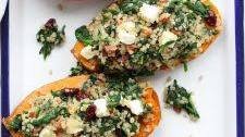 Roasted Sweet Potatoes Stuffed with Quinoa and Spinach