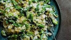 Runner bean, broad bean & pecorino risotto