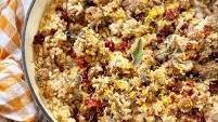 Sausage, Cranberry, Sage, and Orange Risotto.
