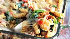 Sausage, Spinach, and Tomato Pasta Bake