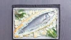 Sea bass in a herb salt crust