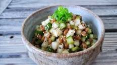 Seasoned Natto, Daikon Radish and Cucumber