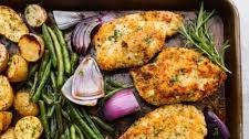 Sheet Pan Crispy Parmesan Garlic Chicken