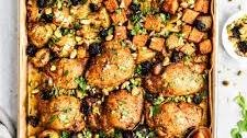 Sheet Pan Moroccan Chicken with Sweet Potatoes & Cauliflower