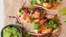 Shrimp Tacos with Guacamole and Harissa Sauce