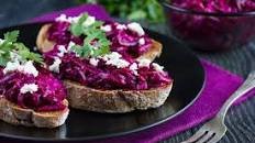 Smoked eel and beetroot jelly bruschetta