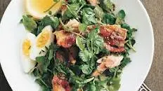 Smoked eel, bacon and watercress salad