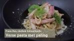 Smoked eel with fresh pasta and herb/cream sauce