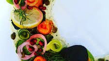 Smoked Salmon Wreath with Cream Cheese & Pickled Onions