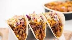 Smoky BBQ Bacon Chicken Thigh Tacos with Cheddar Cheese easy prep & pan included