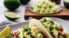Spicy Mexican Pulled Pork Tacos with Avocado Salsa and Cauliflower Rice