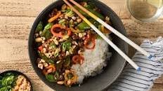 Spicy Seitan Stir-Fry with snow peas and plant-based seitan